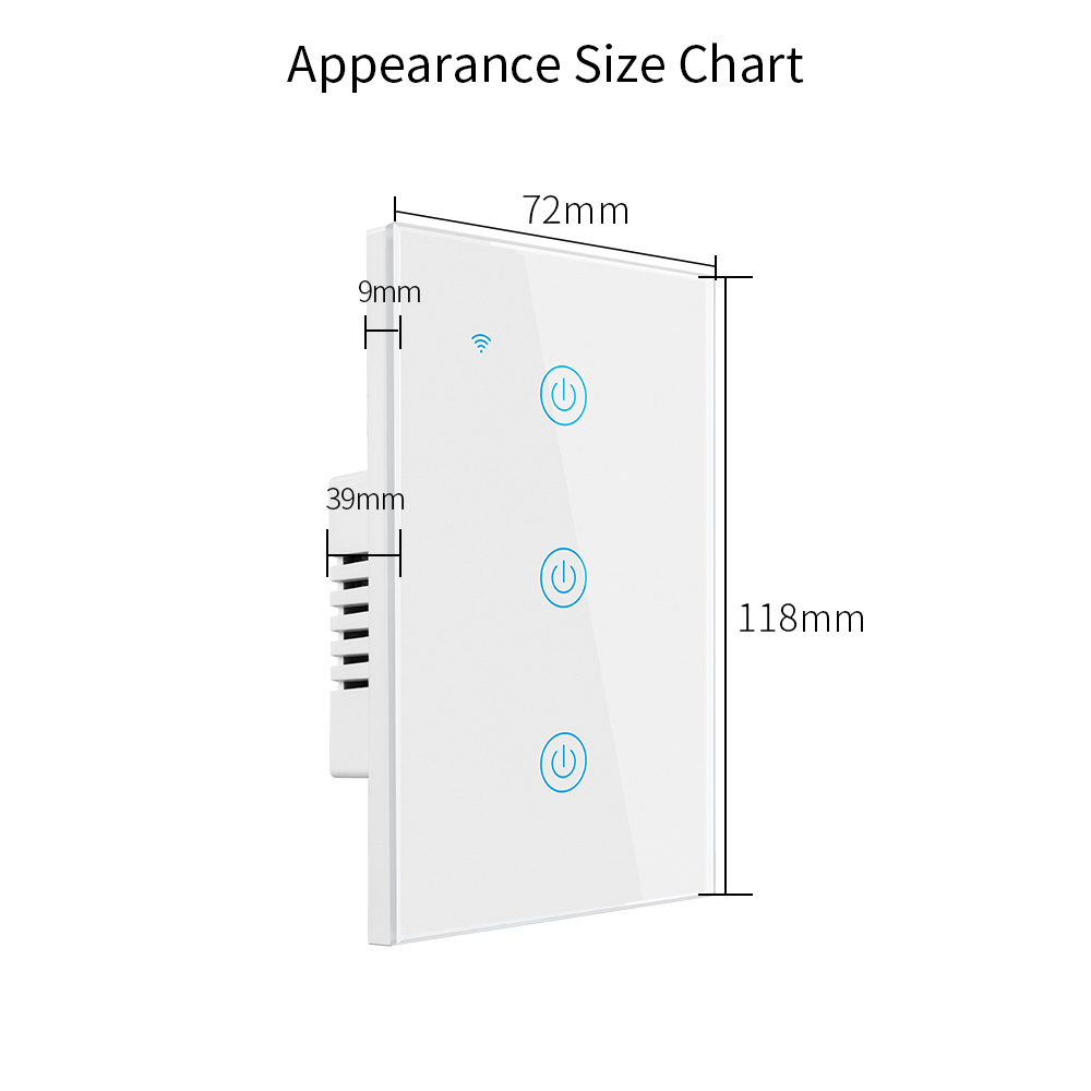 WiFi Smart US Touch Glass Switch Panel 1-4 Gang(RSH-SP001-004-US)